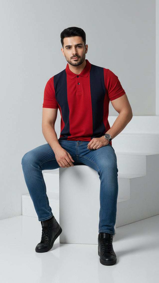 The Crimson Dual Polo - Black Panel Fusion