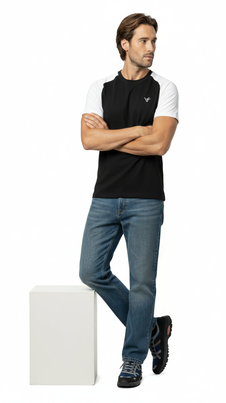 The Crew Raglan Classic – Black & White Fusion