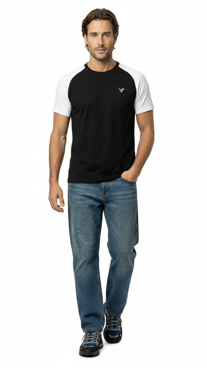 The Crew Raglan Classic – Black & White Fusion