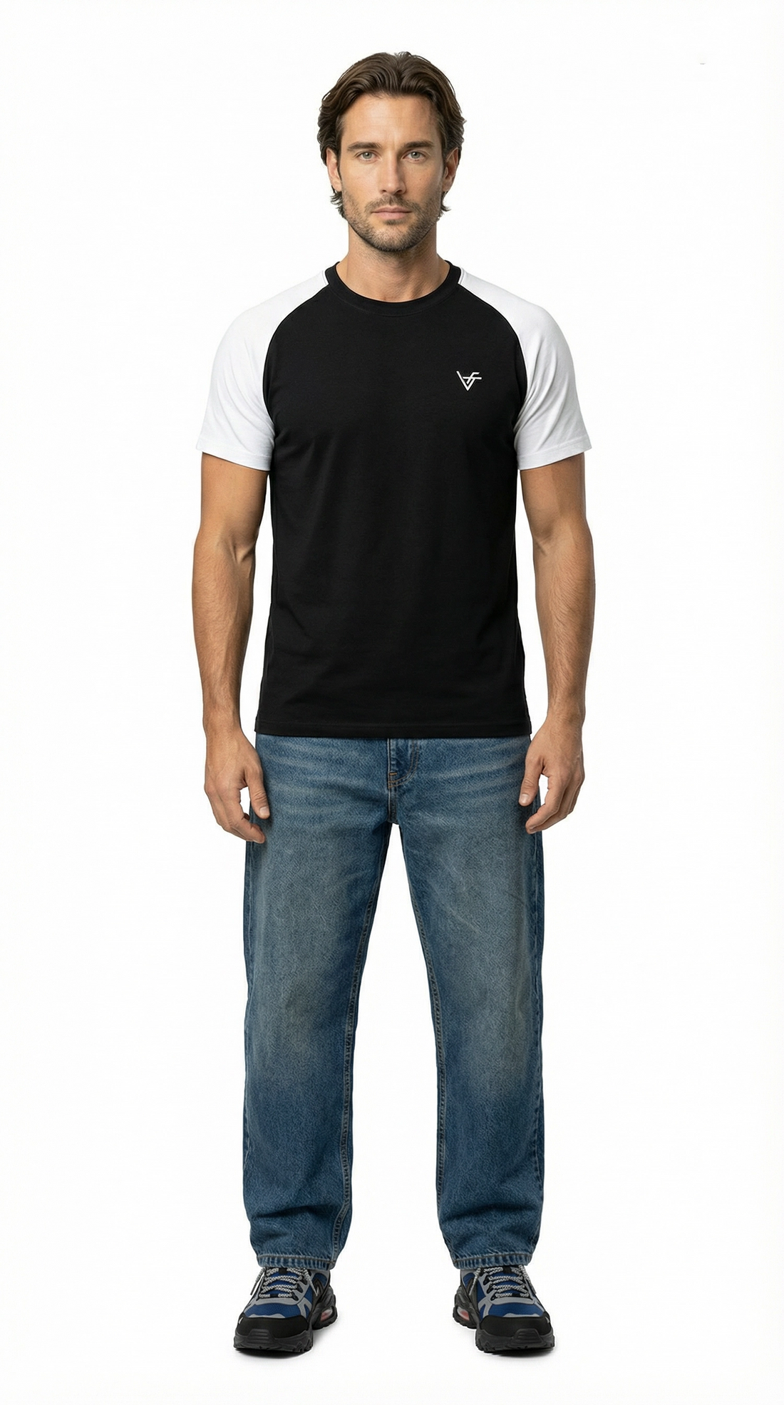 The Crew Raglan Classic – Black & White Fusion