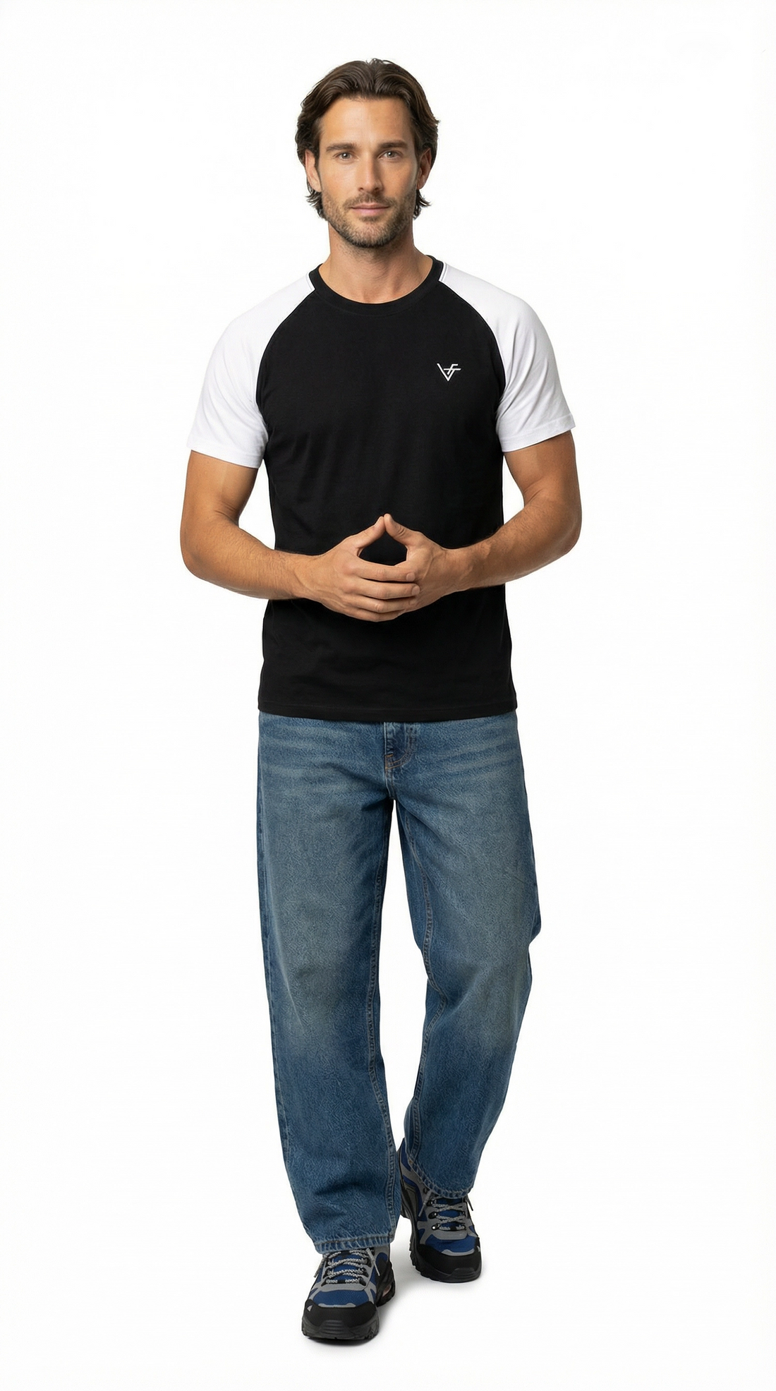 The Crew Raglan Classic – Black & White Fusion