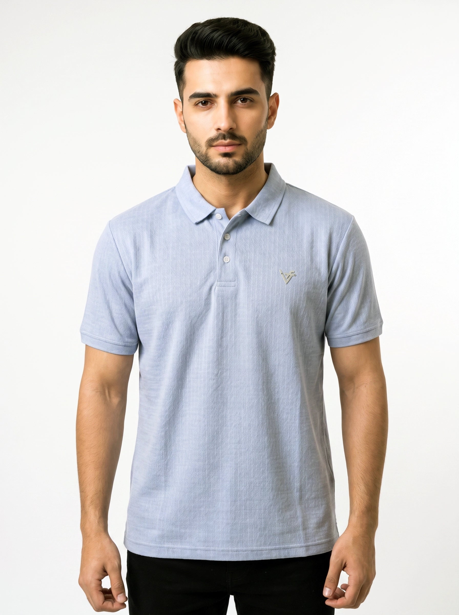 Sky Textured Cotton Polo