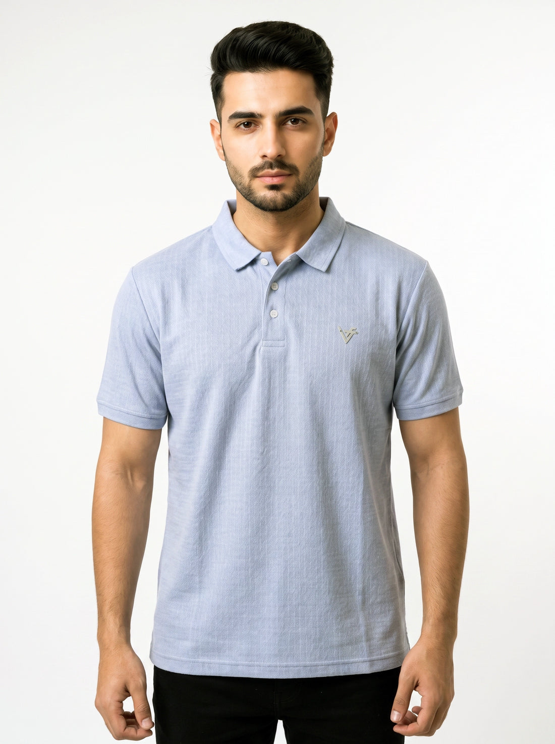 Sky Textured Cotton Polo