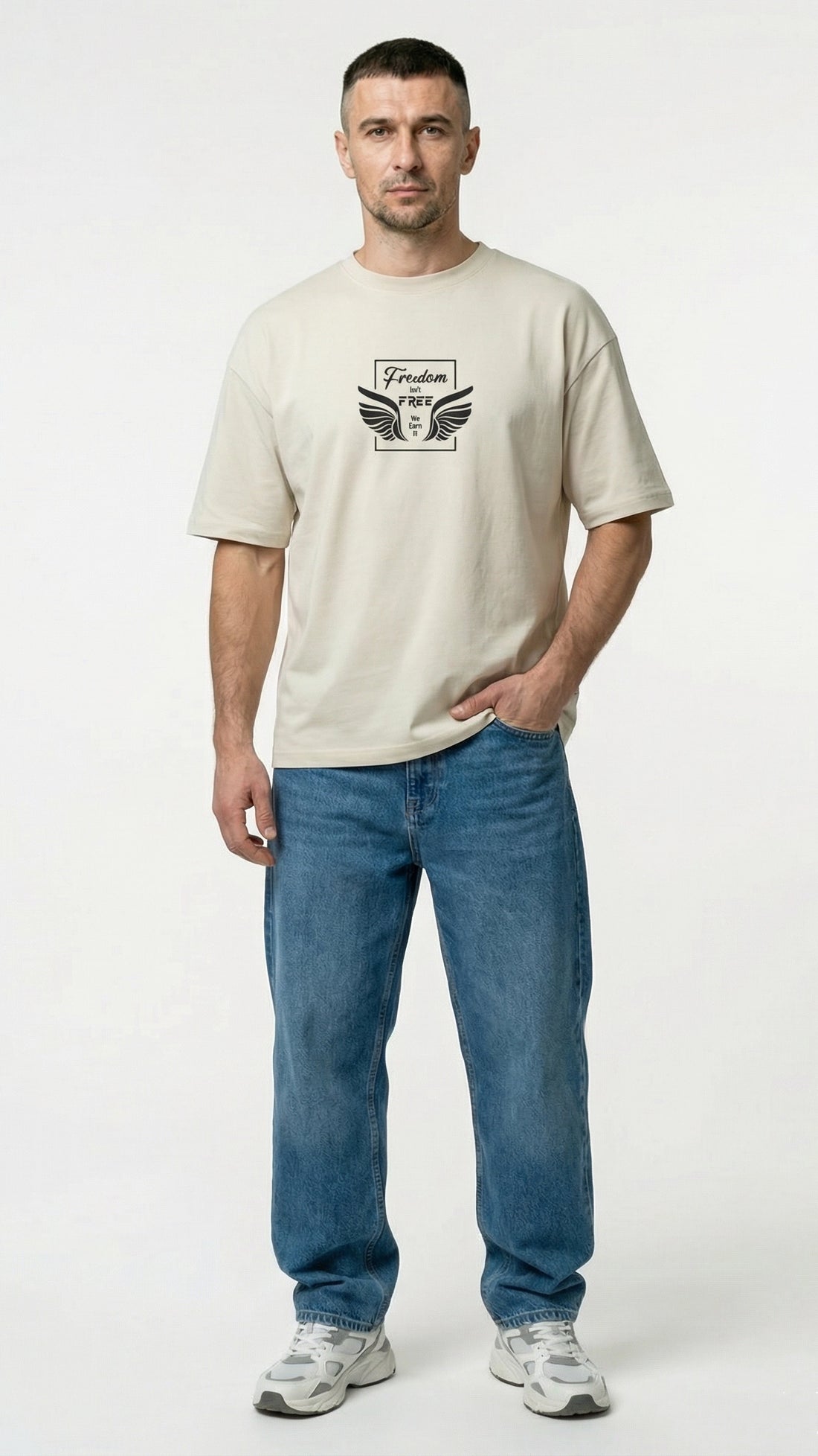 Freedom Light Beige Dropshoulder T-Shirt