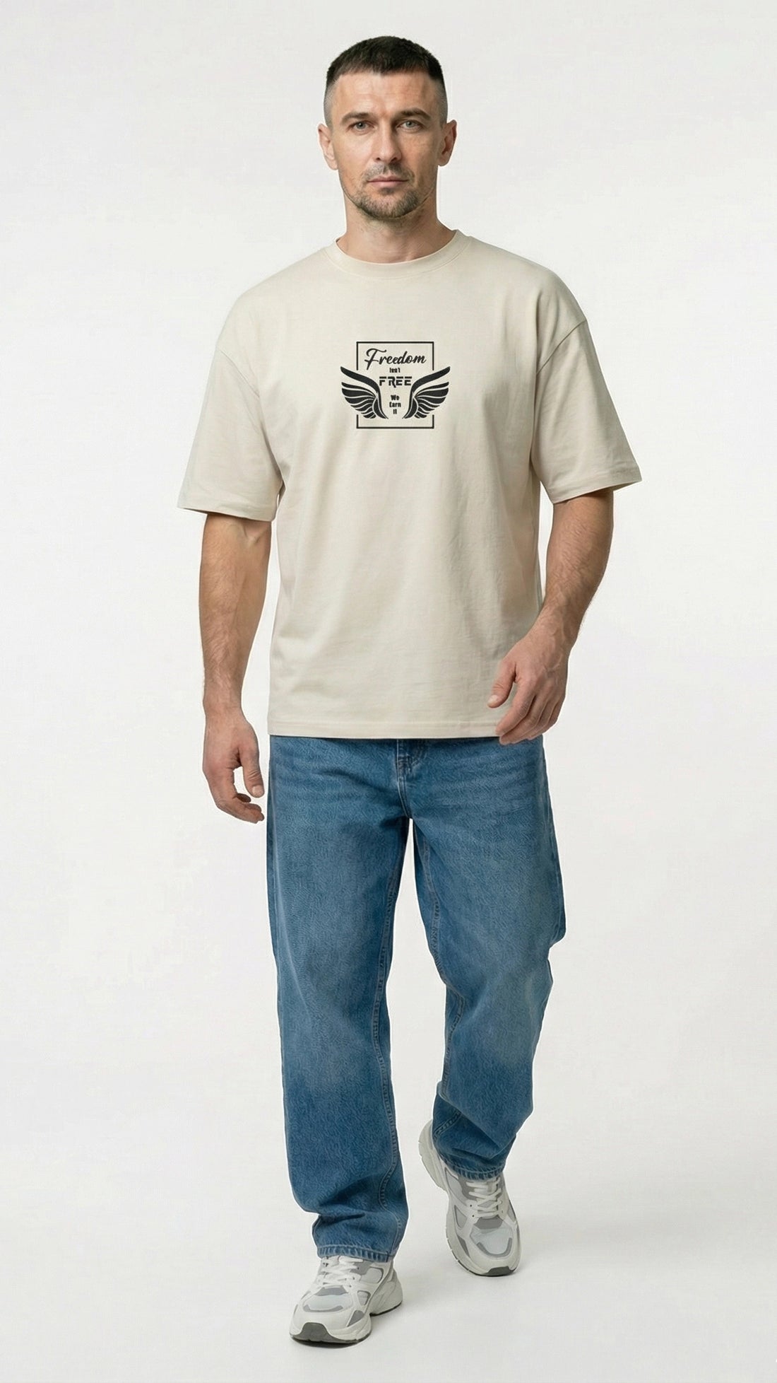 Freedom Light Beige Dropshoulder T-Shirt