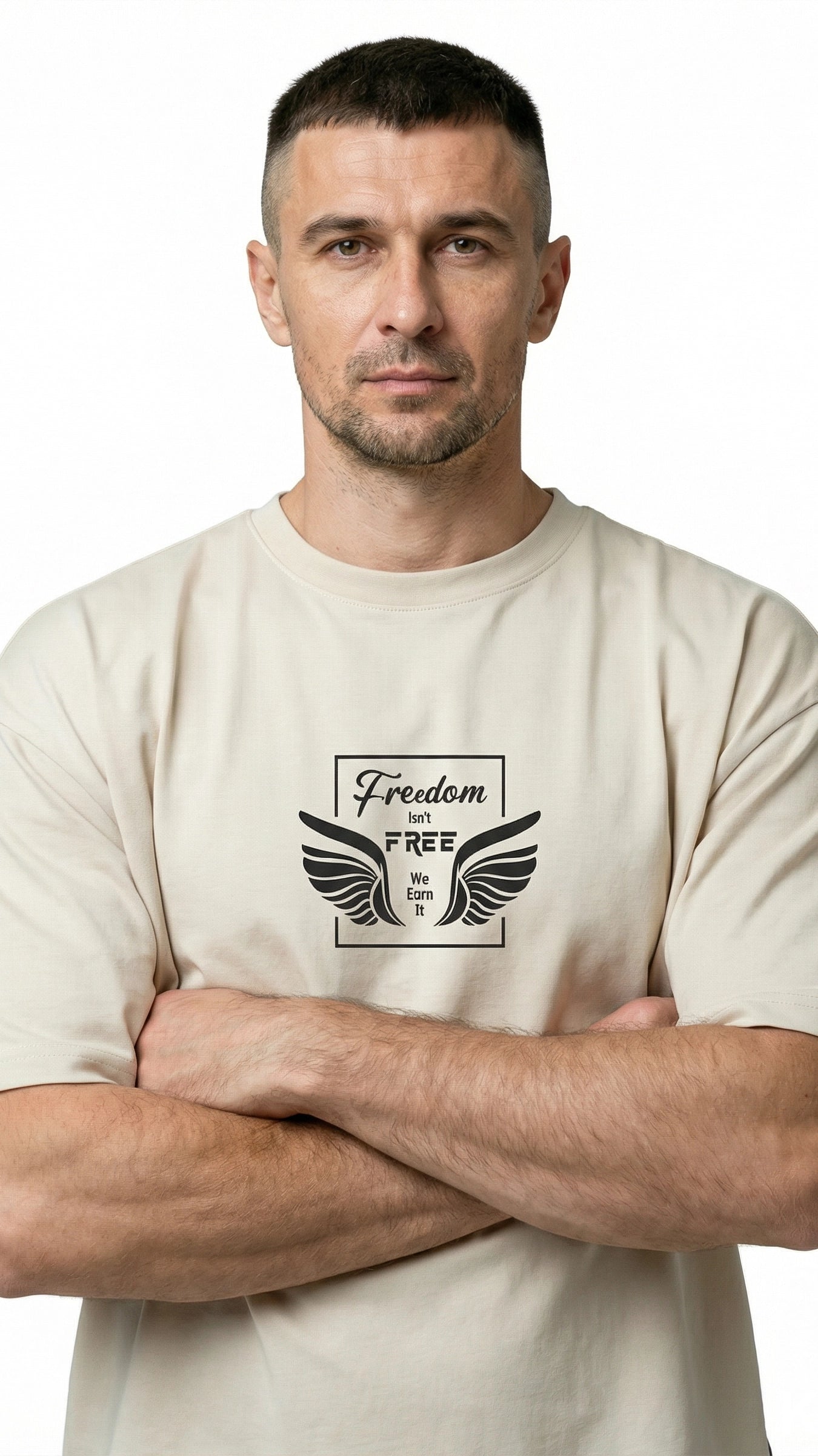 Freedom Light Beige Dropshoulder T-Shirt