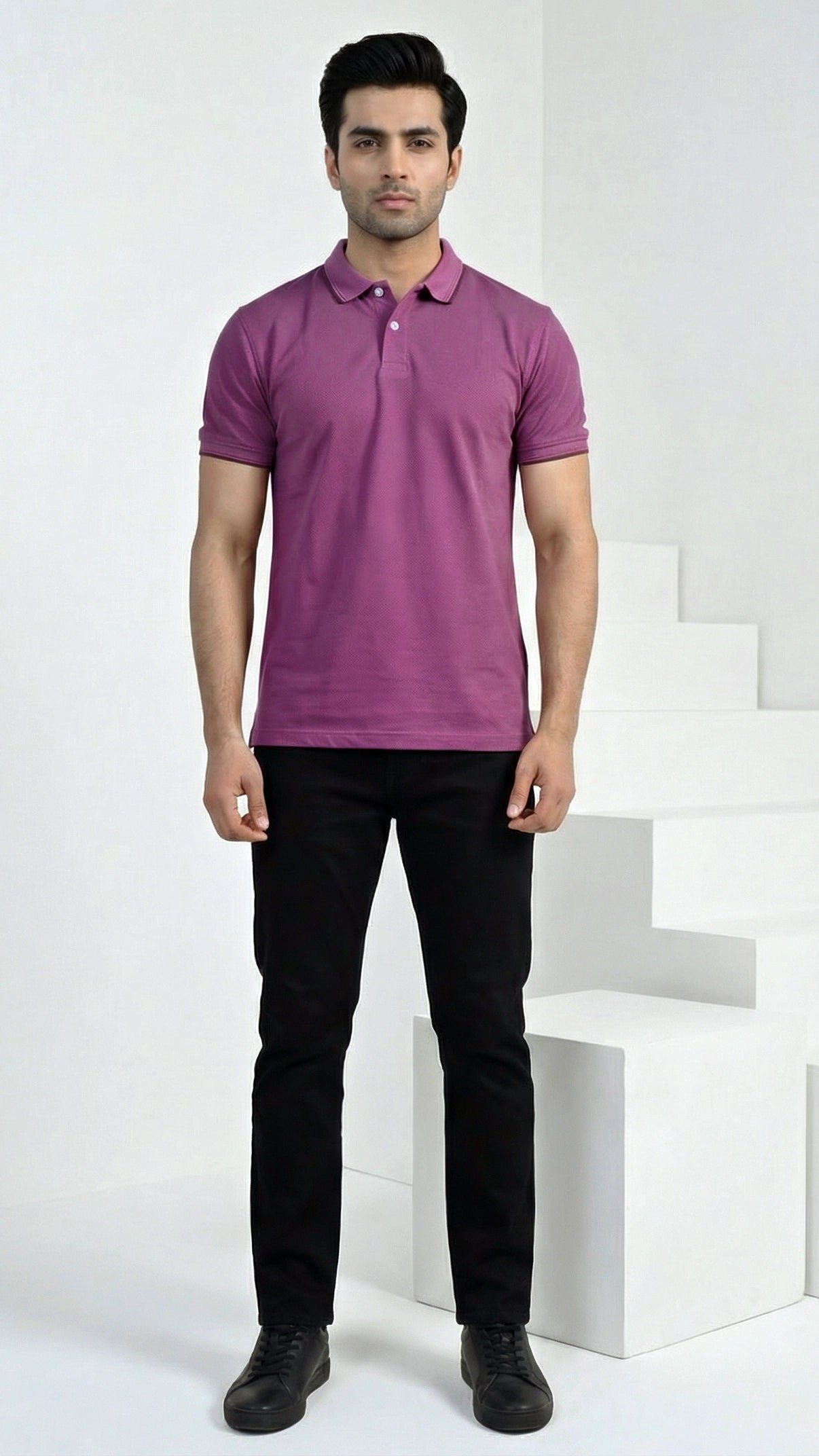 The Prestige Popcorn Polo – Wine Hue Classic