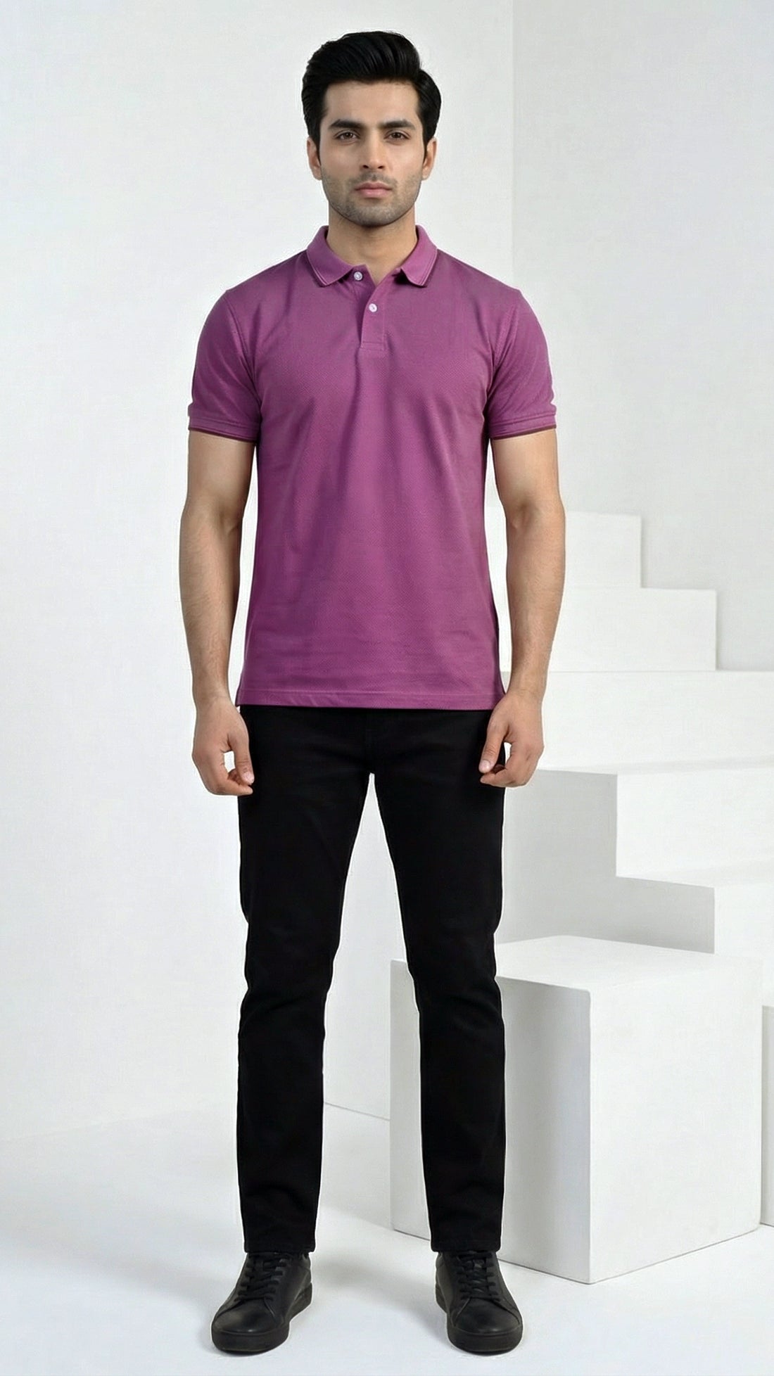 The Prestige Popcorn Polo – Wine Hue Classic
