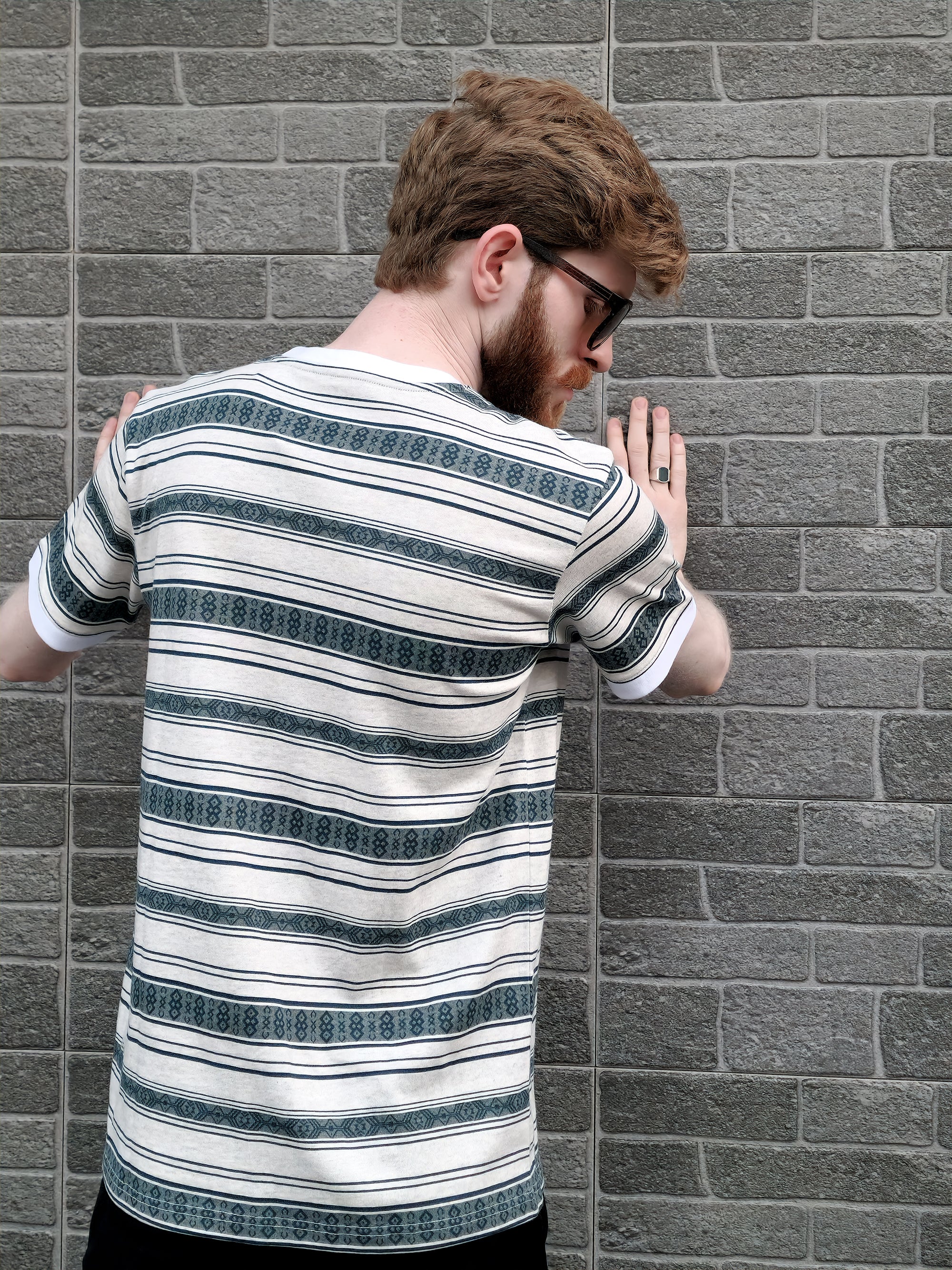The Emerald Drift Tee – Striped Elegance