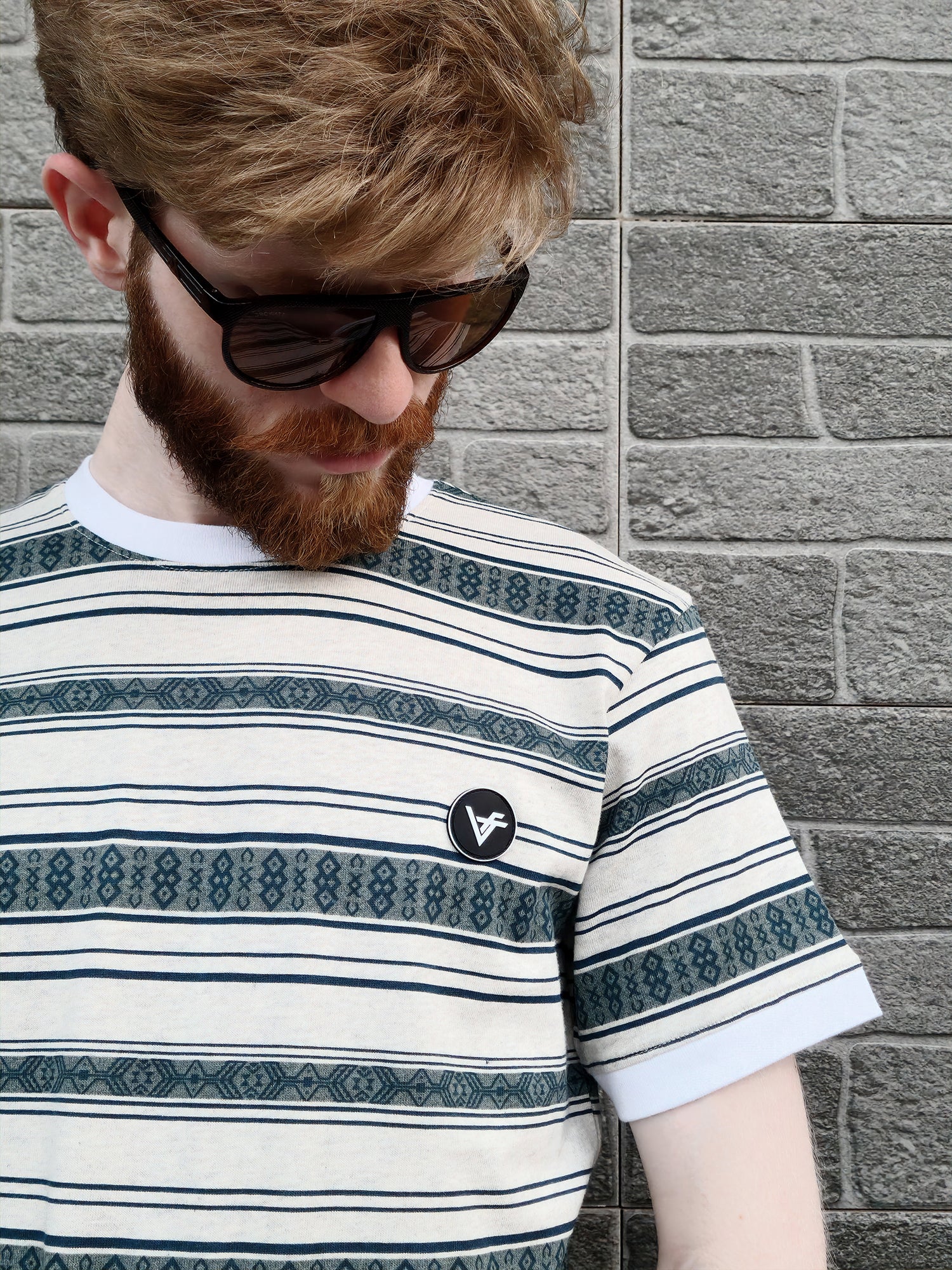 The Emerald Drift Tee – Striped Elegance