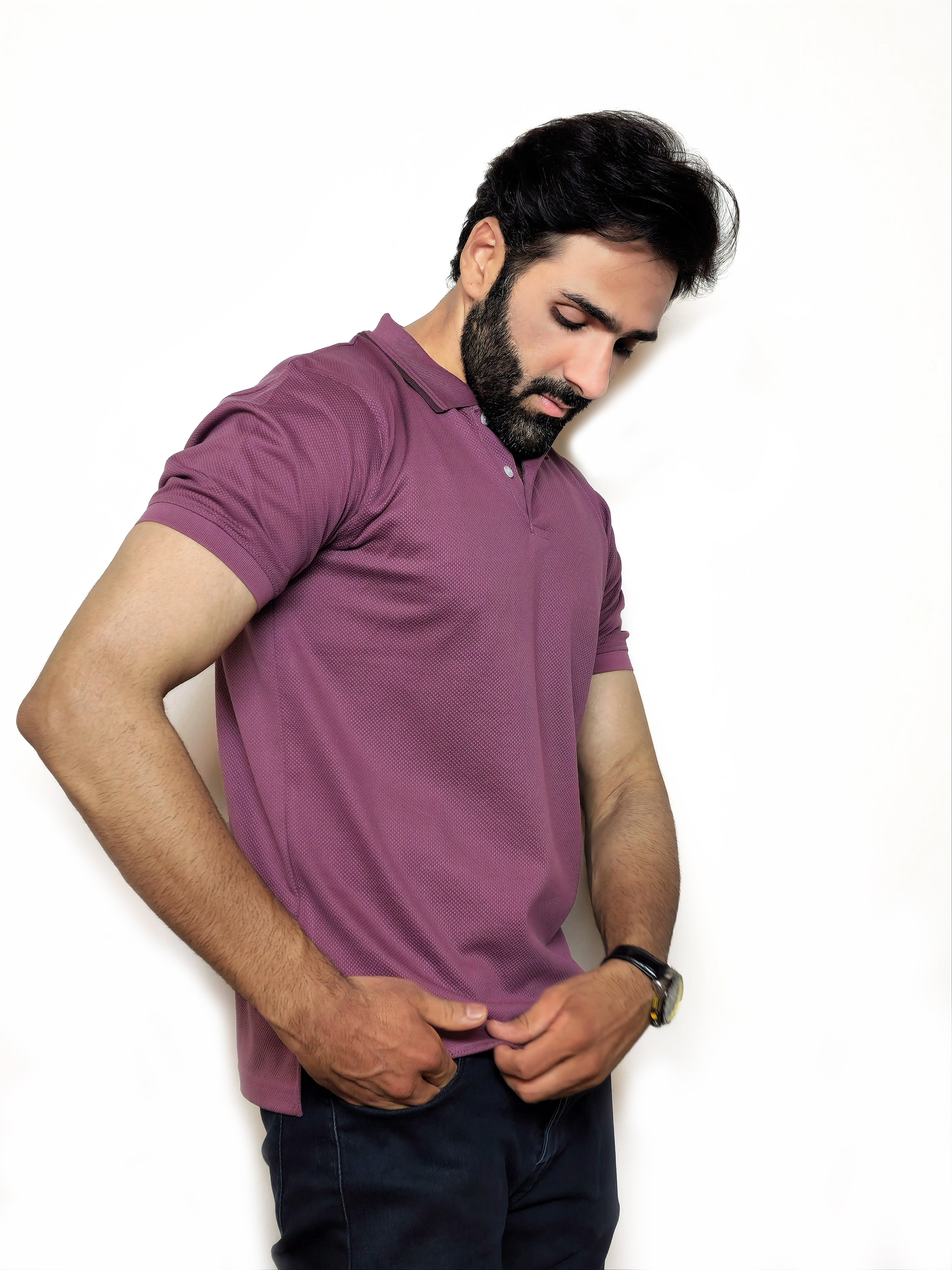 The Prestige Popcorn Polo – Wine Hue Classic