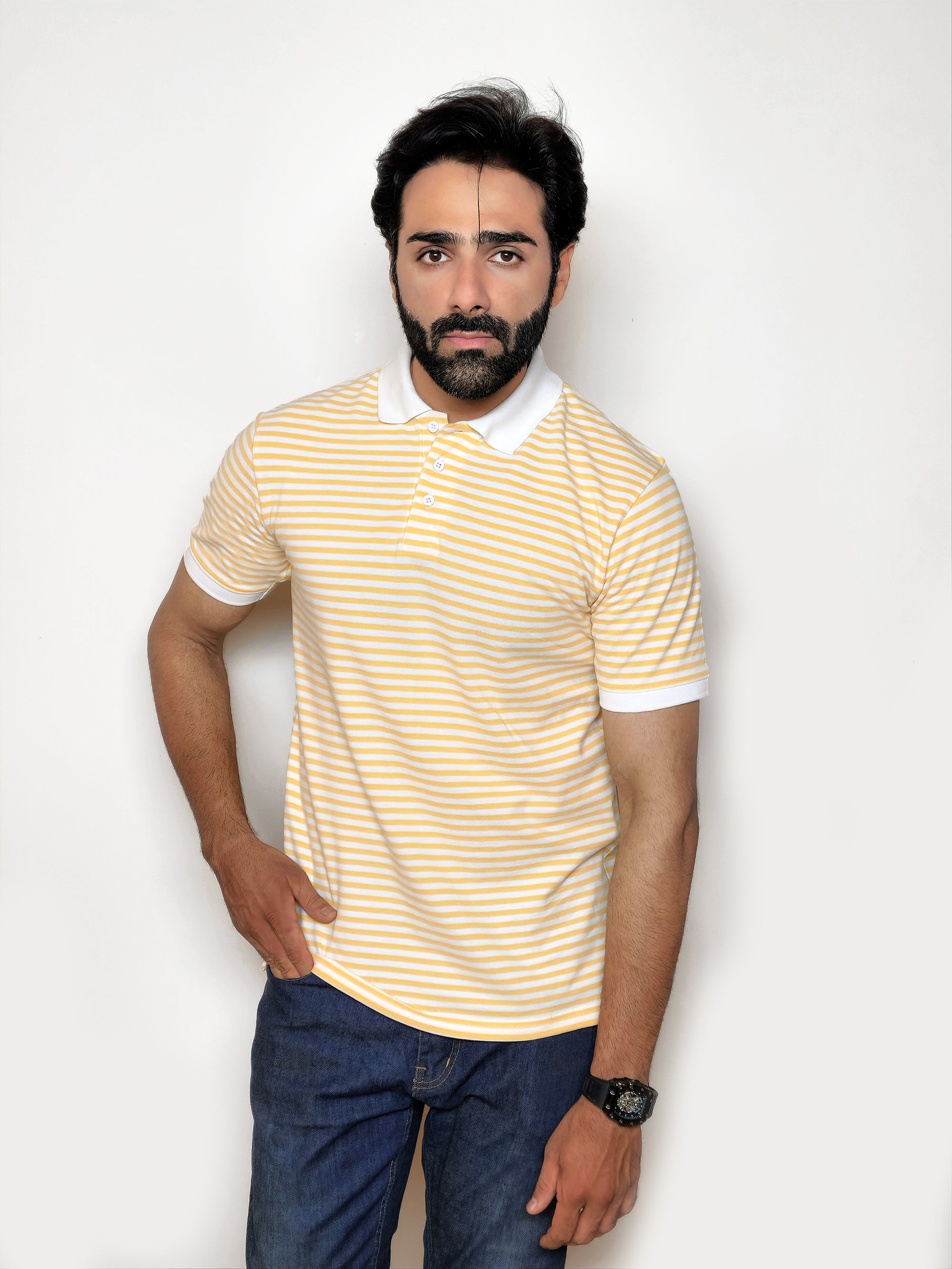 The Solaris Stripe Polo – White Collar Edition