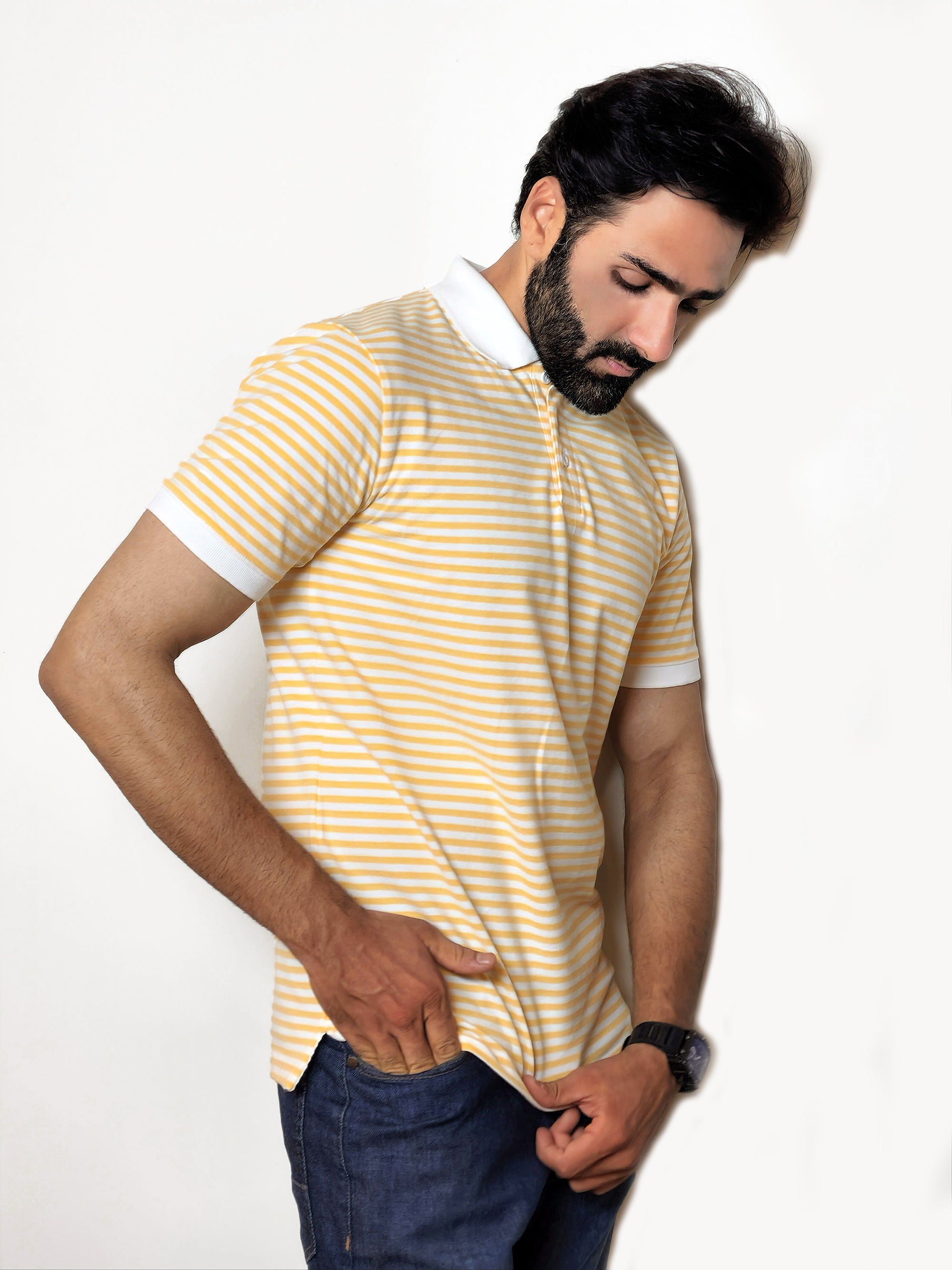 The Solaris Stripe Polo – White Collar Edition