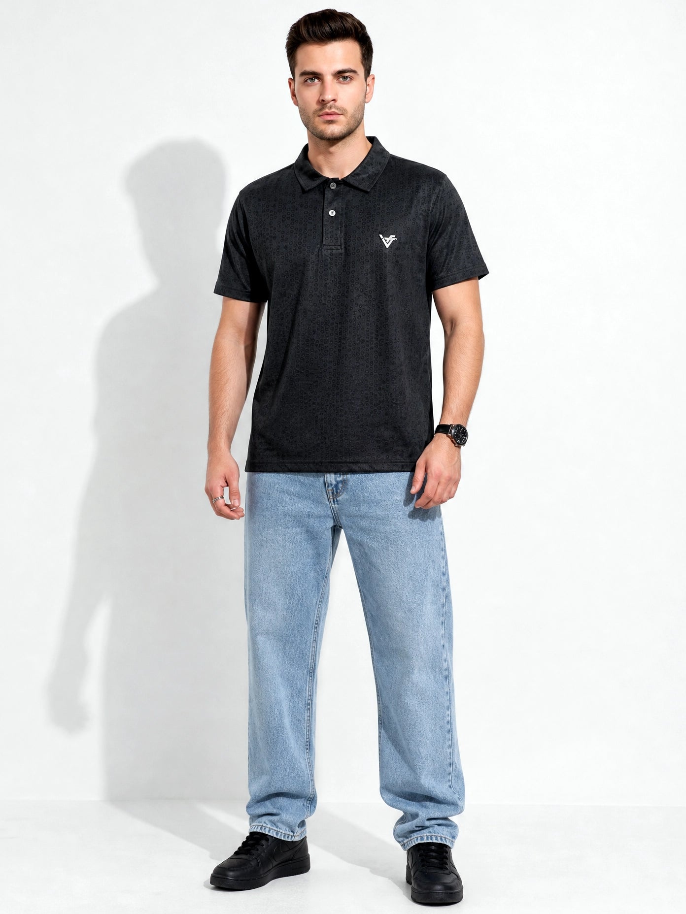 Premium Black Textured China Polo
