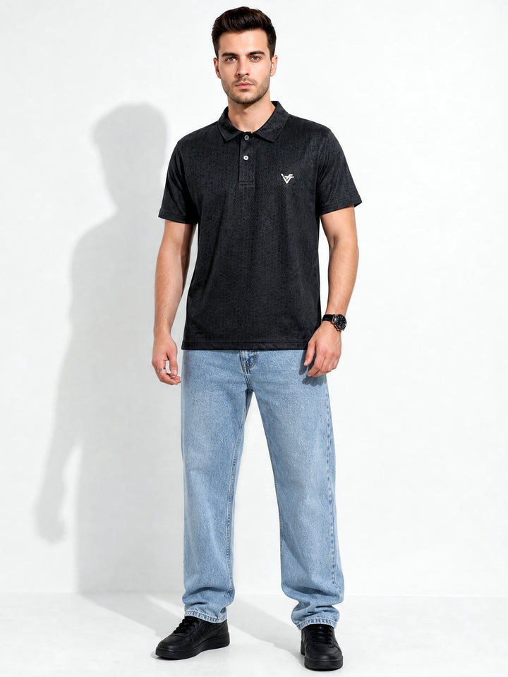 Premium Black Textured China Polo
