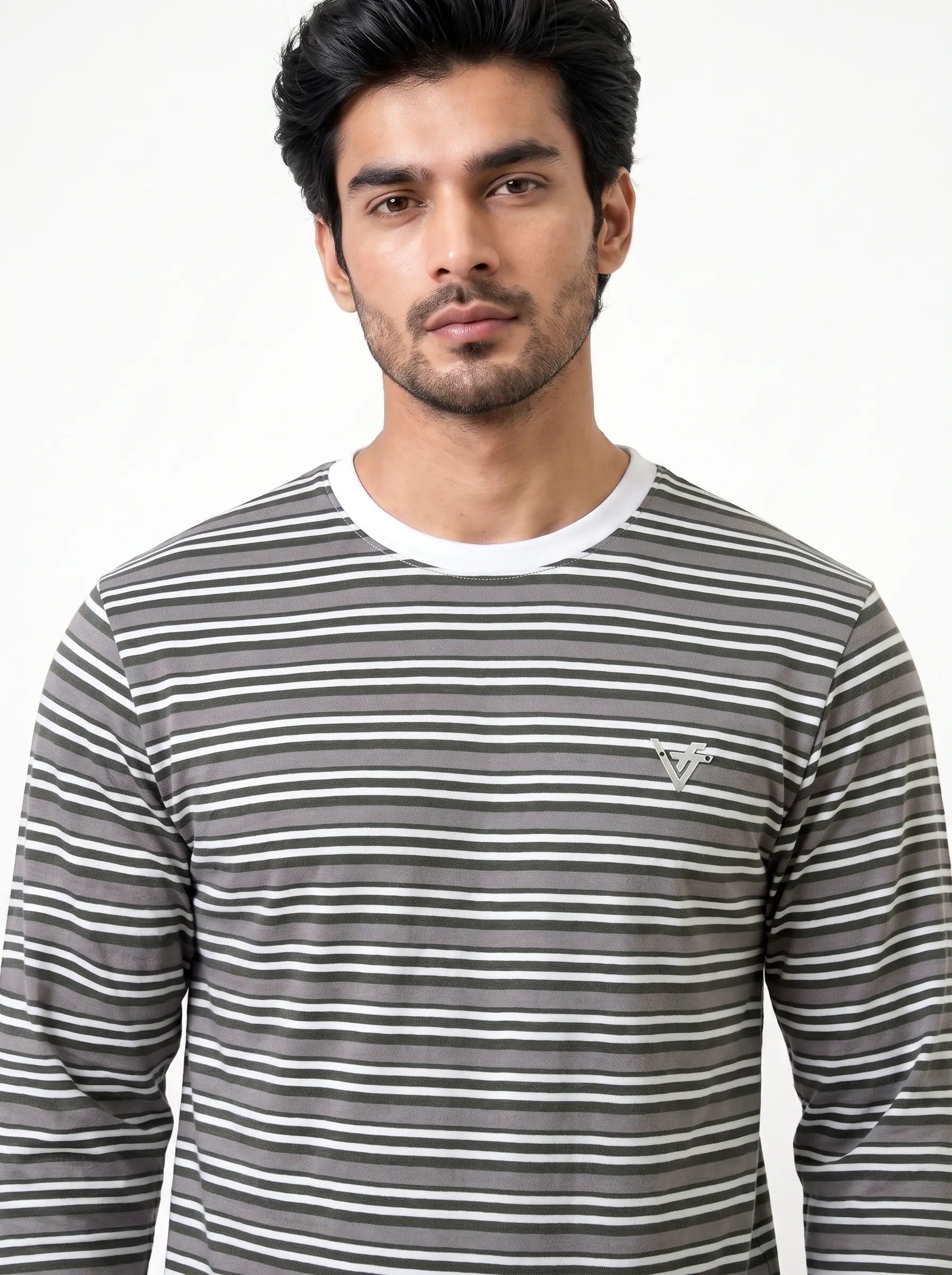 Long Sleeve Cotton Stripe Regular Fit T Shirt