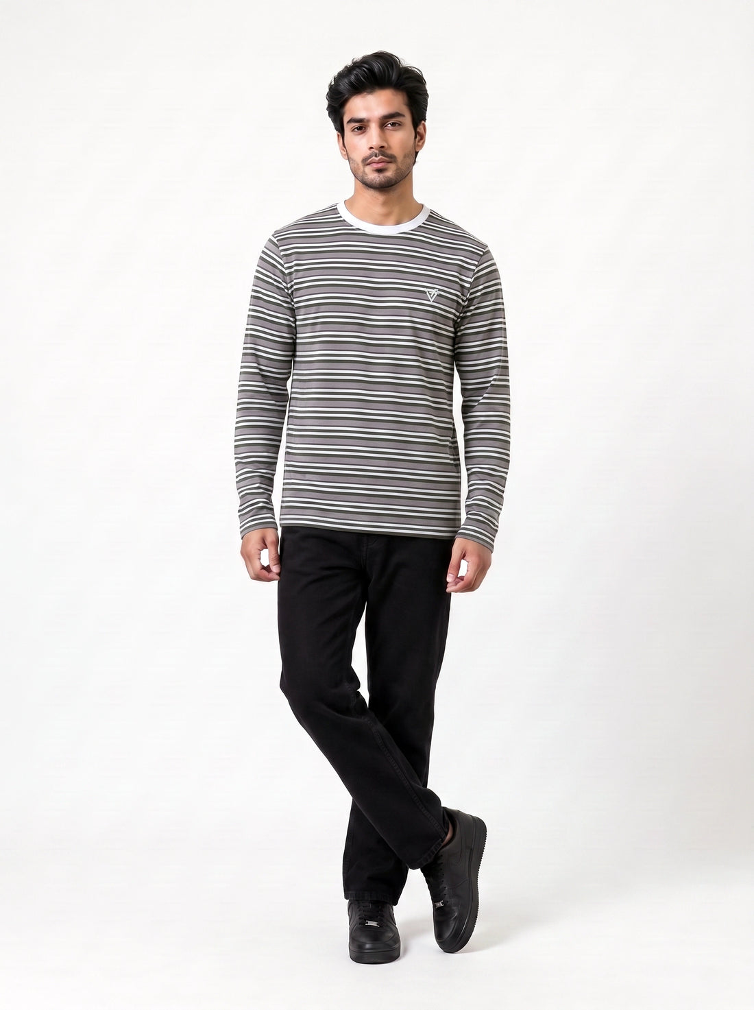 Long Sleeve Cotton Stripe Regular Fit T Shirt