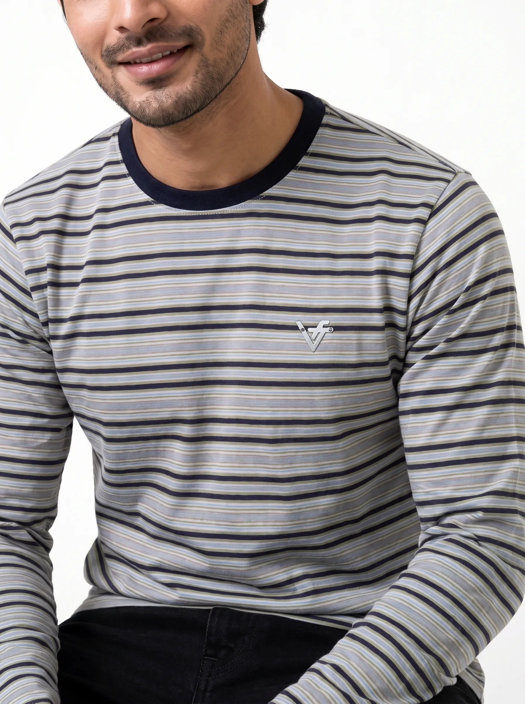Long Sleeve Cotton Stripe Regular Fit T Shirt