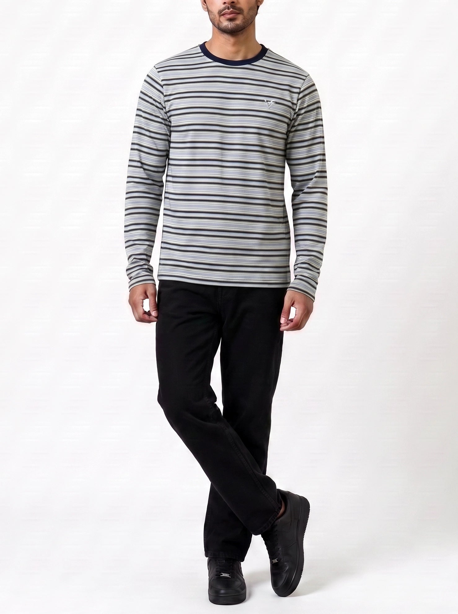 Long Sleeve Cotton Stripe Regular Fit T Shirt