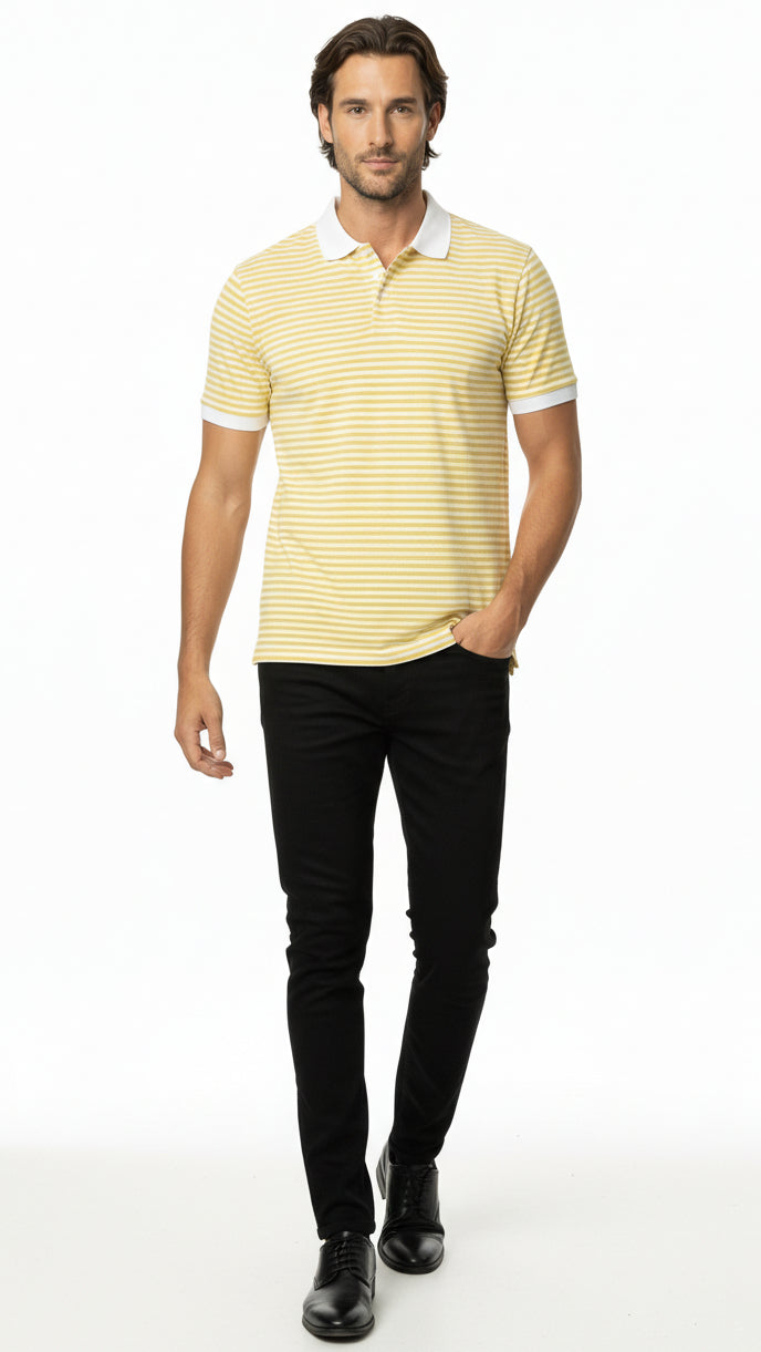 The Solaris Stripe Polo – White Collar Edition