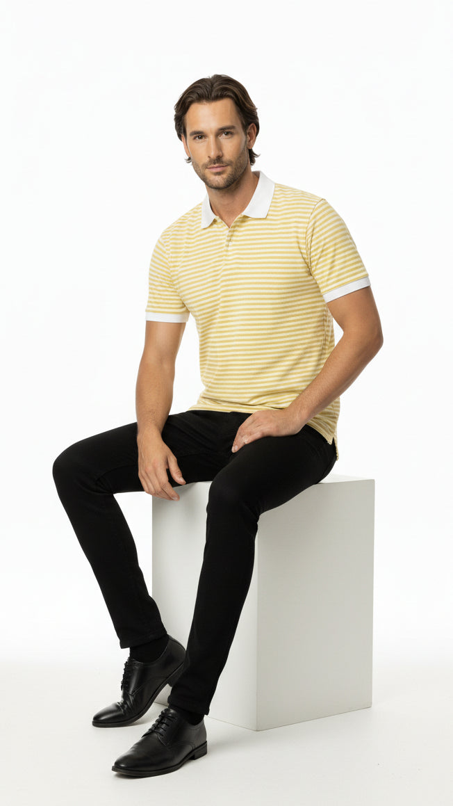 The Solaris Stripe Polo – White Collar Edition